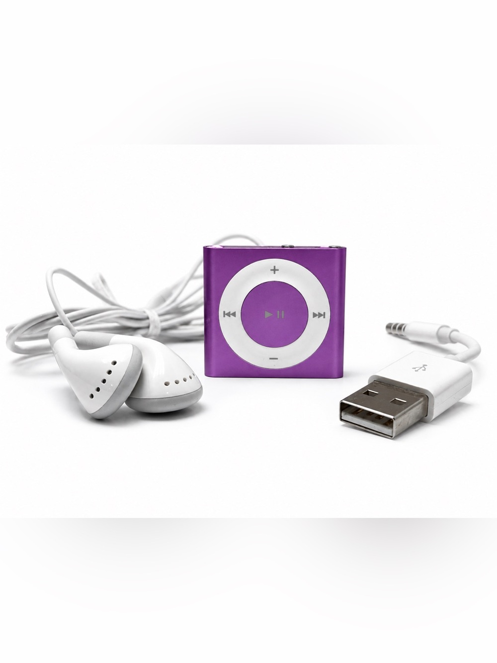 Apple iPod Shuffle 2nd Gen Purple MP3 Player w/ OG USB Cable and Earbuds Bundle